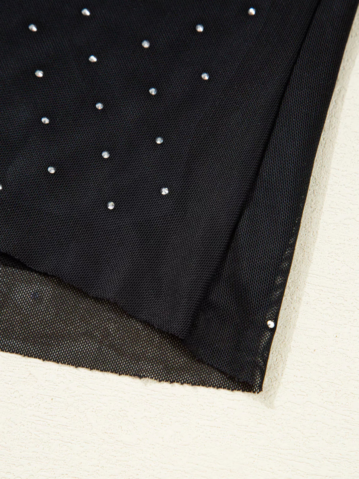 Rhinestone-Embellished Mesh Top The Nichole Collection - Official Site