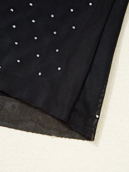 Rhinestone-Embellished Mesh Top The Nichole Collection - Official Site