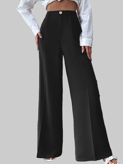 High Waist Wide Leg Trouser Pants with Pockets | The Nichole Collection