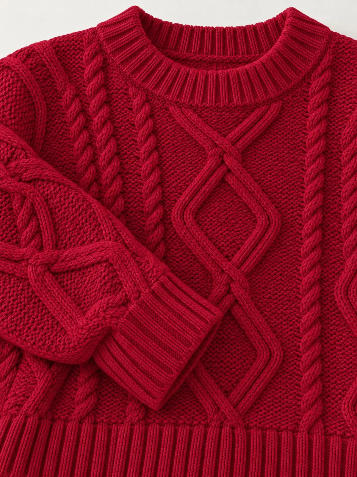 Cable-Knit Round-Neck Sweater The Nichole Collection