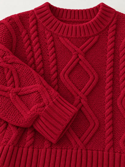 Cable-Knit Round-Neck Sweater The Nichole Collection