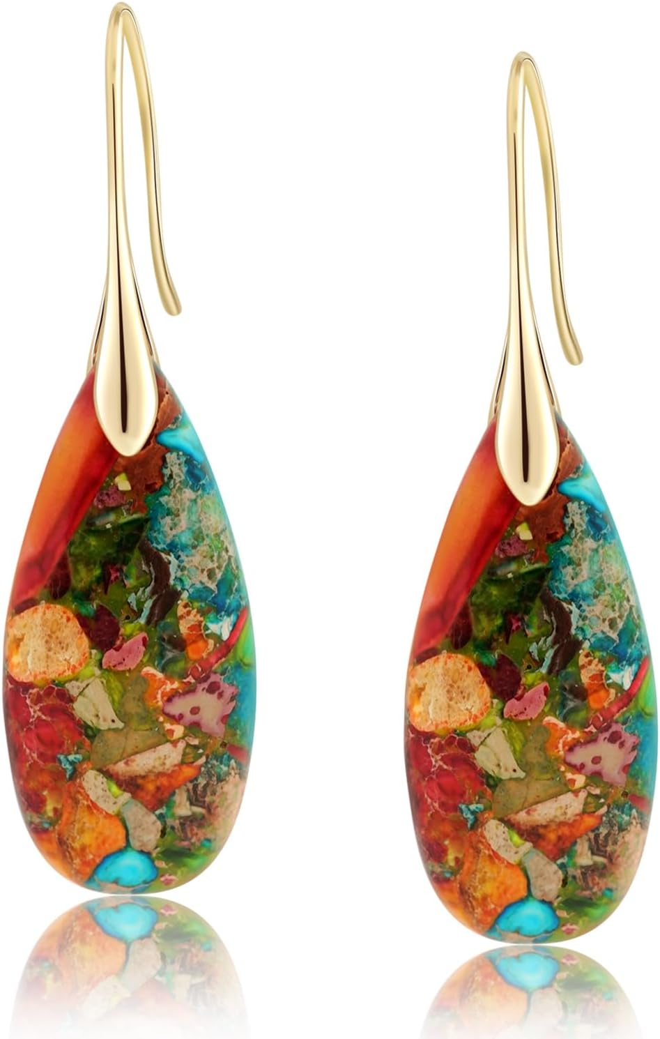 Natural Stone Teardrop Dangle Earrings