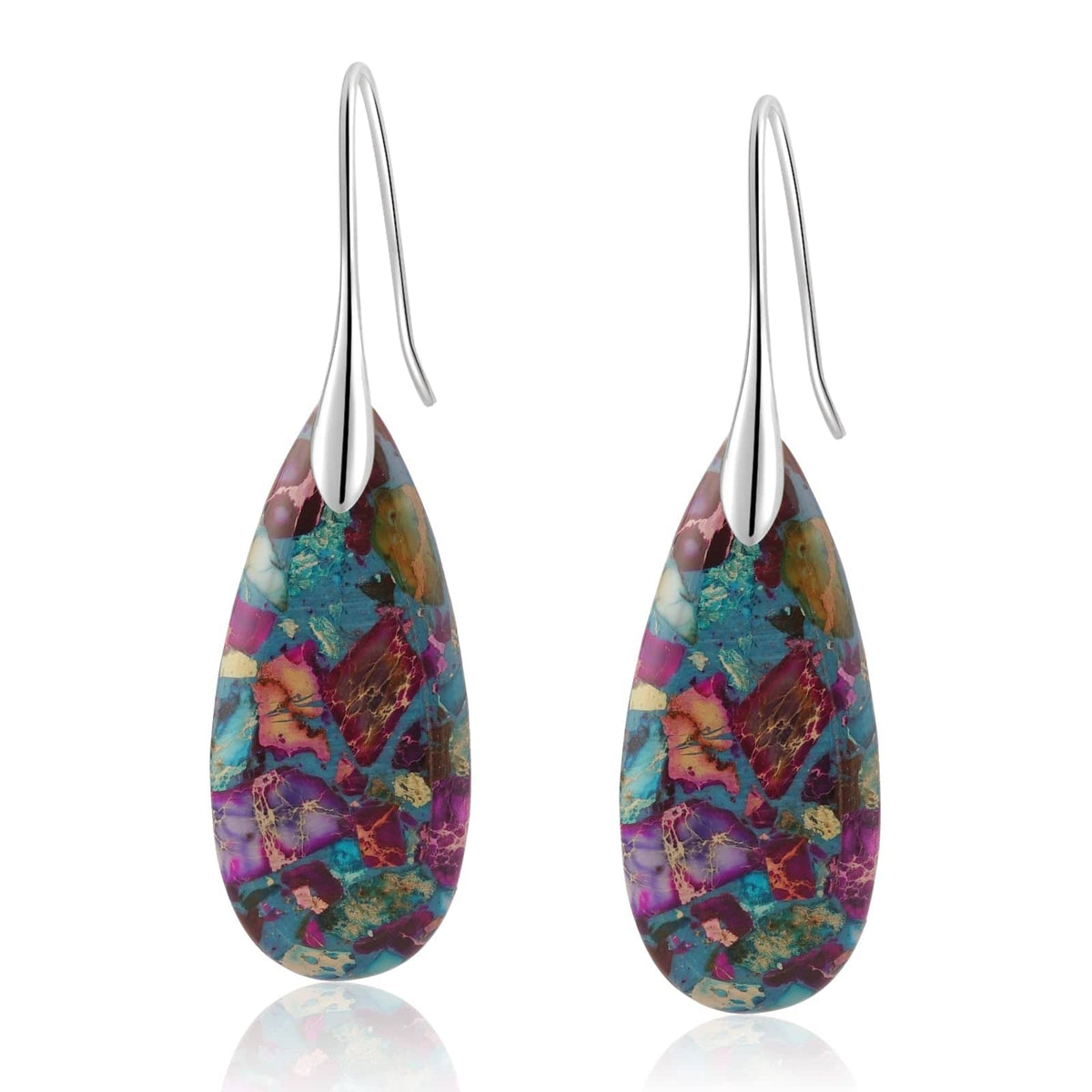 Natural Stone Teardrop Dangle Earrings