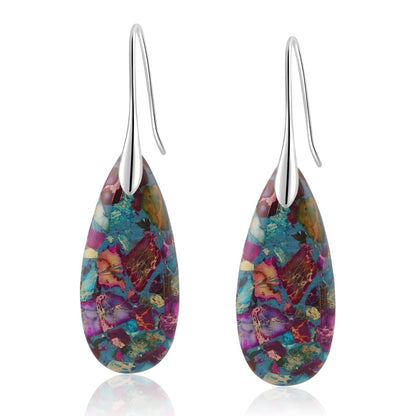 Natural Stone Teardrop Dangle Earrings