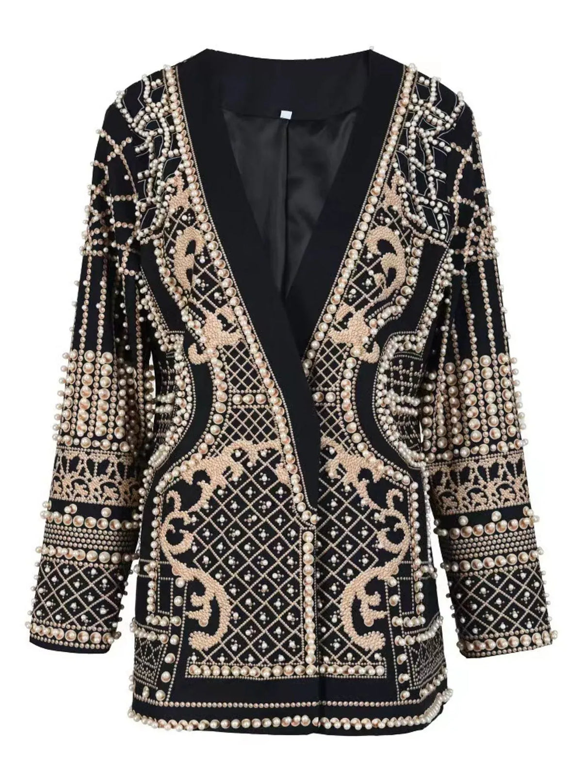 Pearl-Embellished One-Button Blazer The Nichole Collection