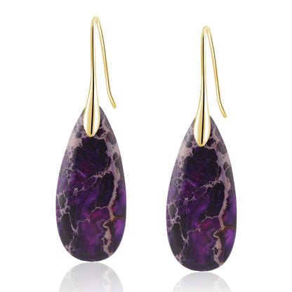 Natural Stone Teardrop Dangle Earrings