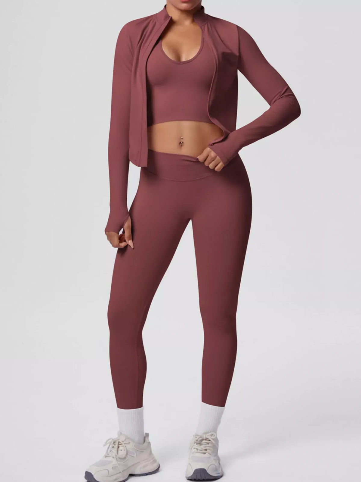 Tank, Zip-Up Jacket and Leggings Active Set The Nichole Collection - Official Site