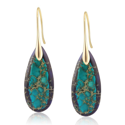 Natural Stone Teardrop Dangle Earrings