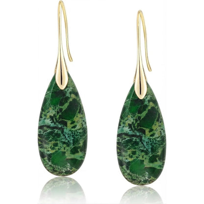 Natural Stone Teardrop Dangle Earrings