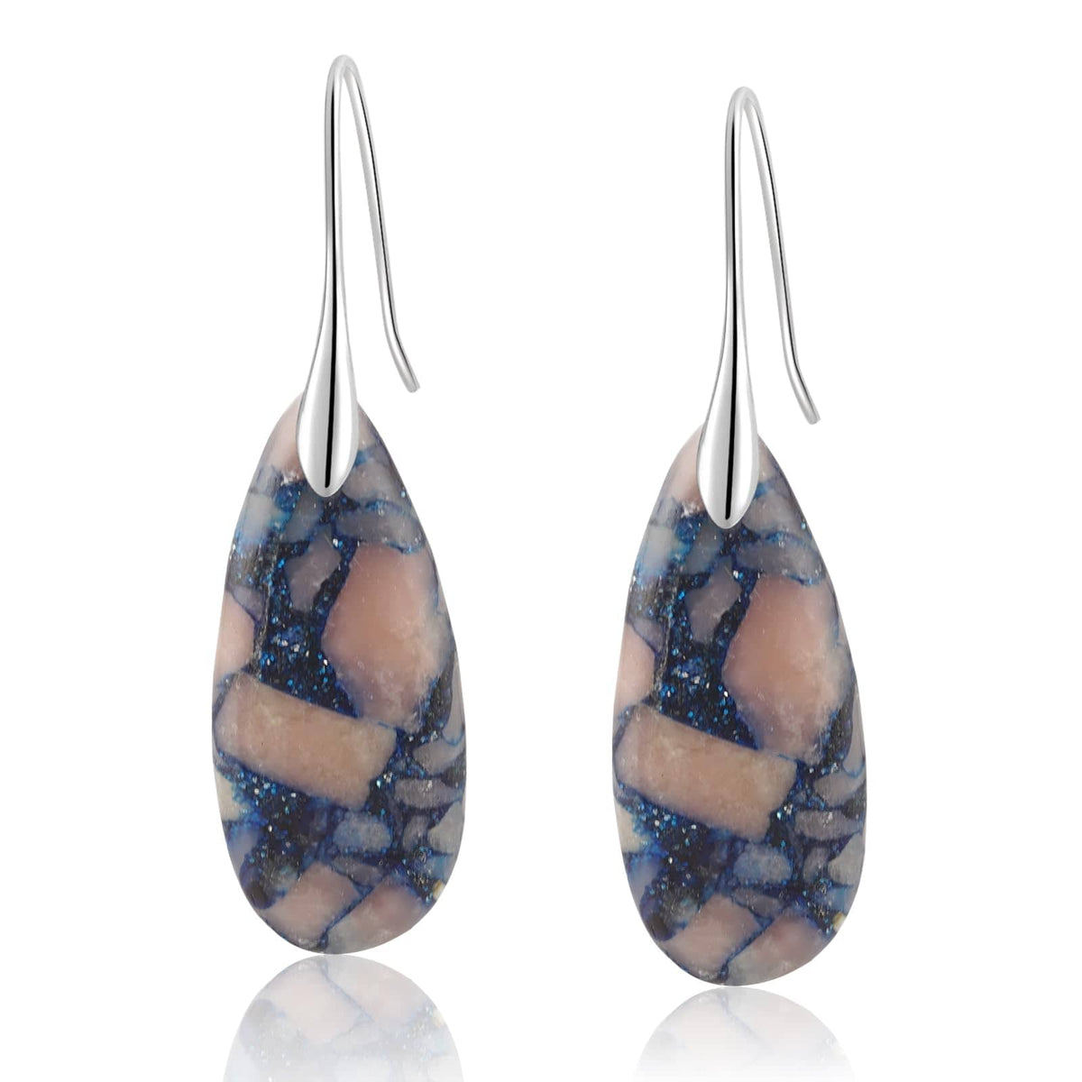 Natural Stone Teardrop Dangle Earrings