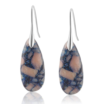 Natural Stone Teardrop Dangle Earrings