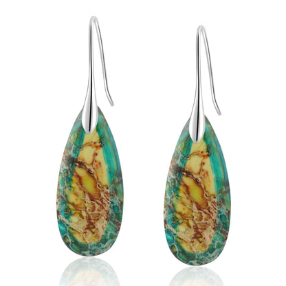 Natural Stone Teardrop Dangle Earrings