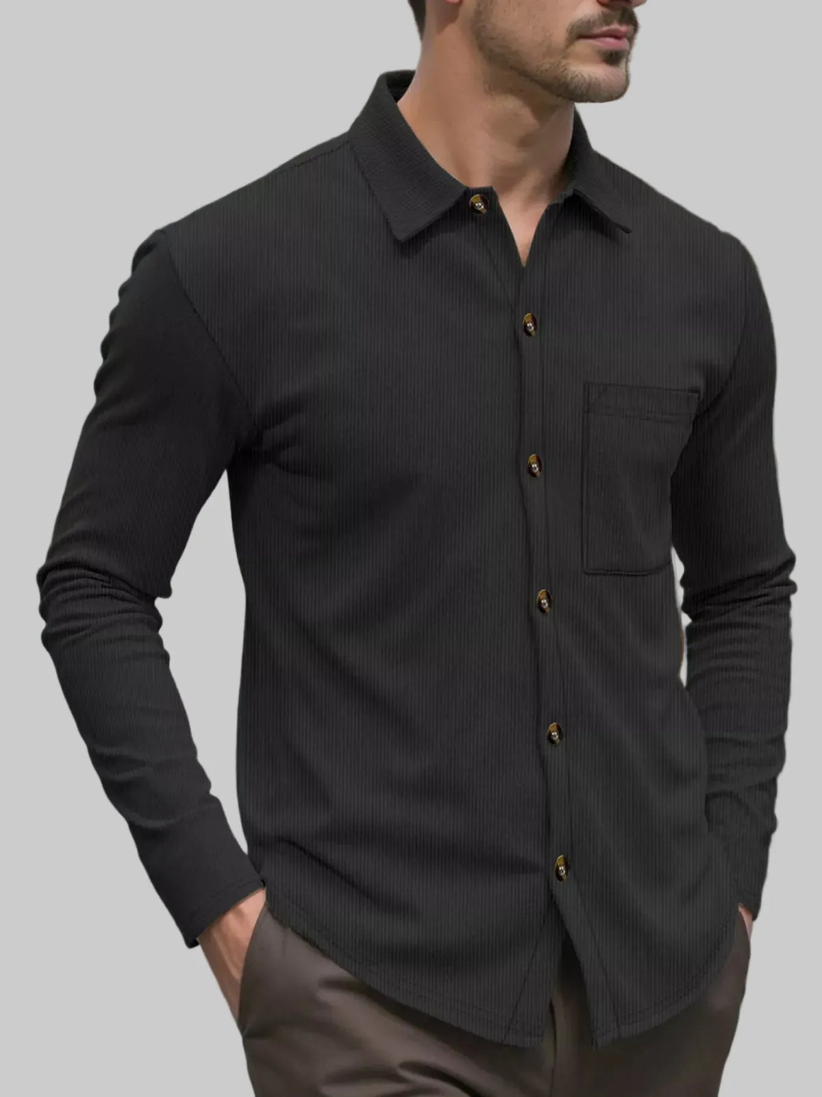 Men's Casual Button-Up Long-Sleeve Shirt The Nichole Collection