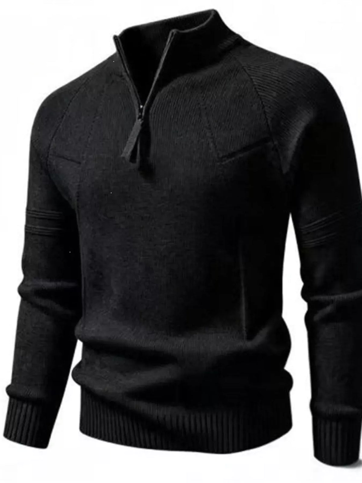 Men's Quarter-Zip Ribbed-Knit Sweater Jonathan M Collection
