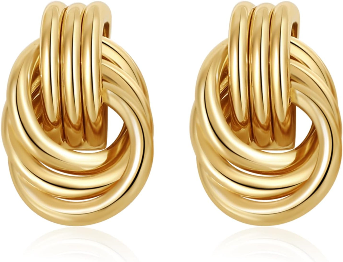 Geometric Gold Knot Statement Earrings The Nichole Collection - Official Site