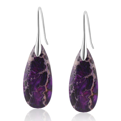 Natural Stone Teardrop Dangle Earrings