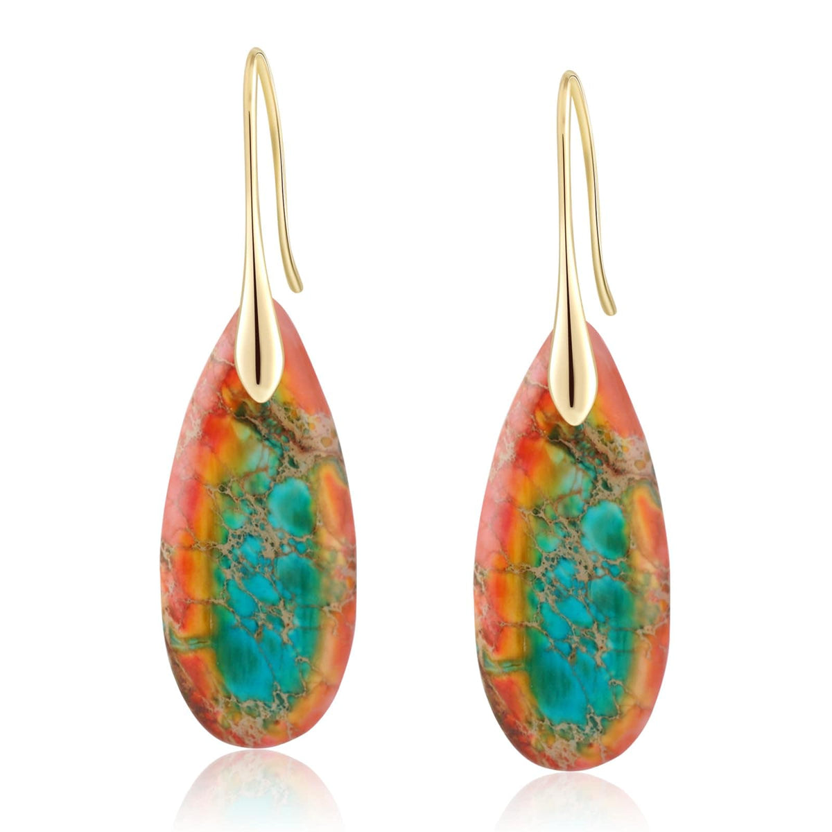 Natural Stone Teardrop Dangle Earrings