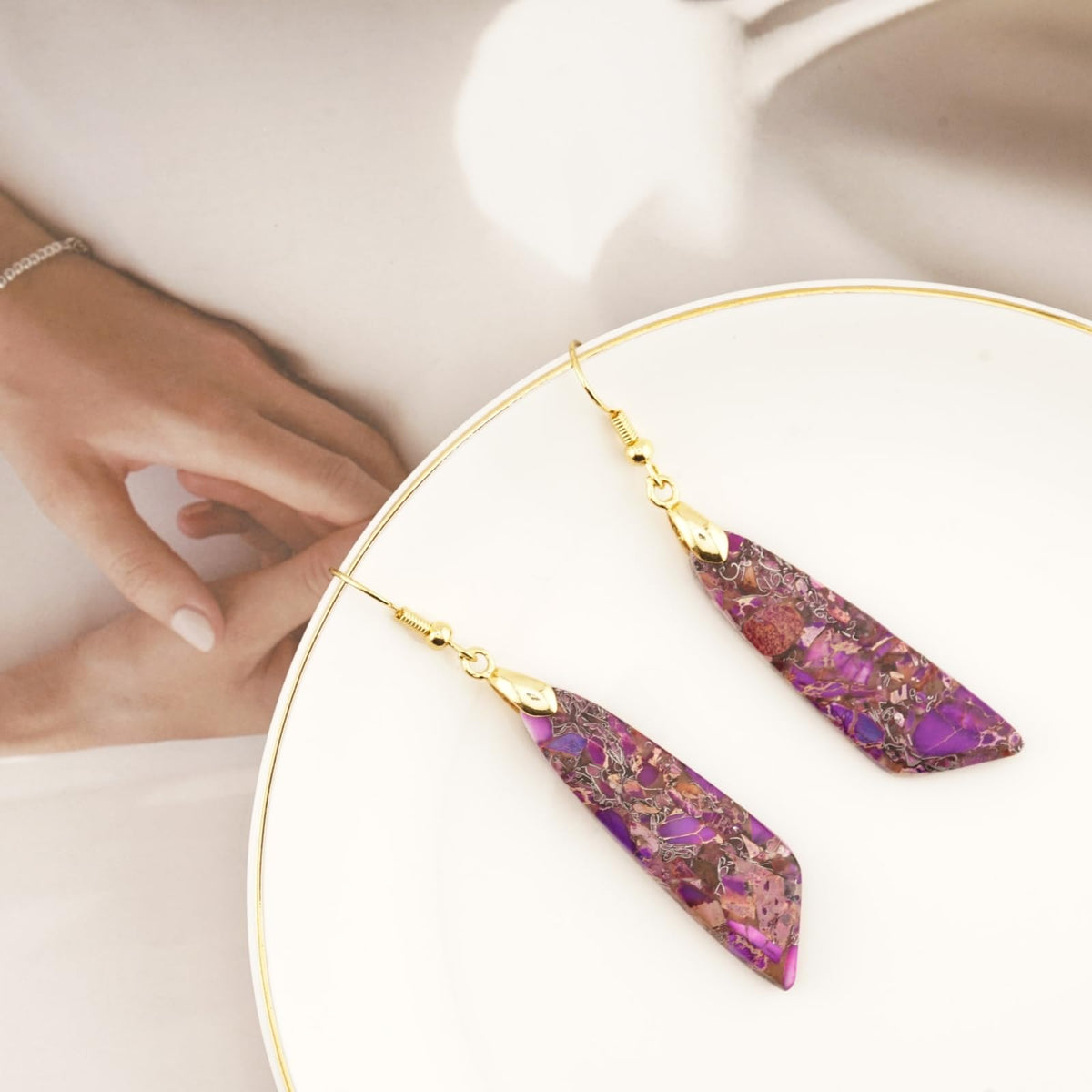 Natural Stone Teardrop Dangle Earrings The Nichole Collection - Official Site