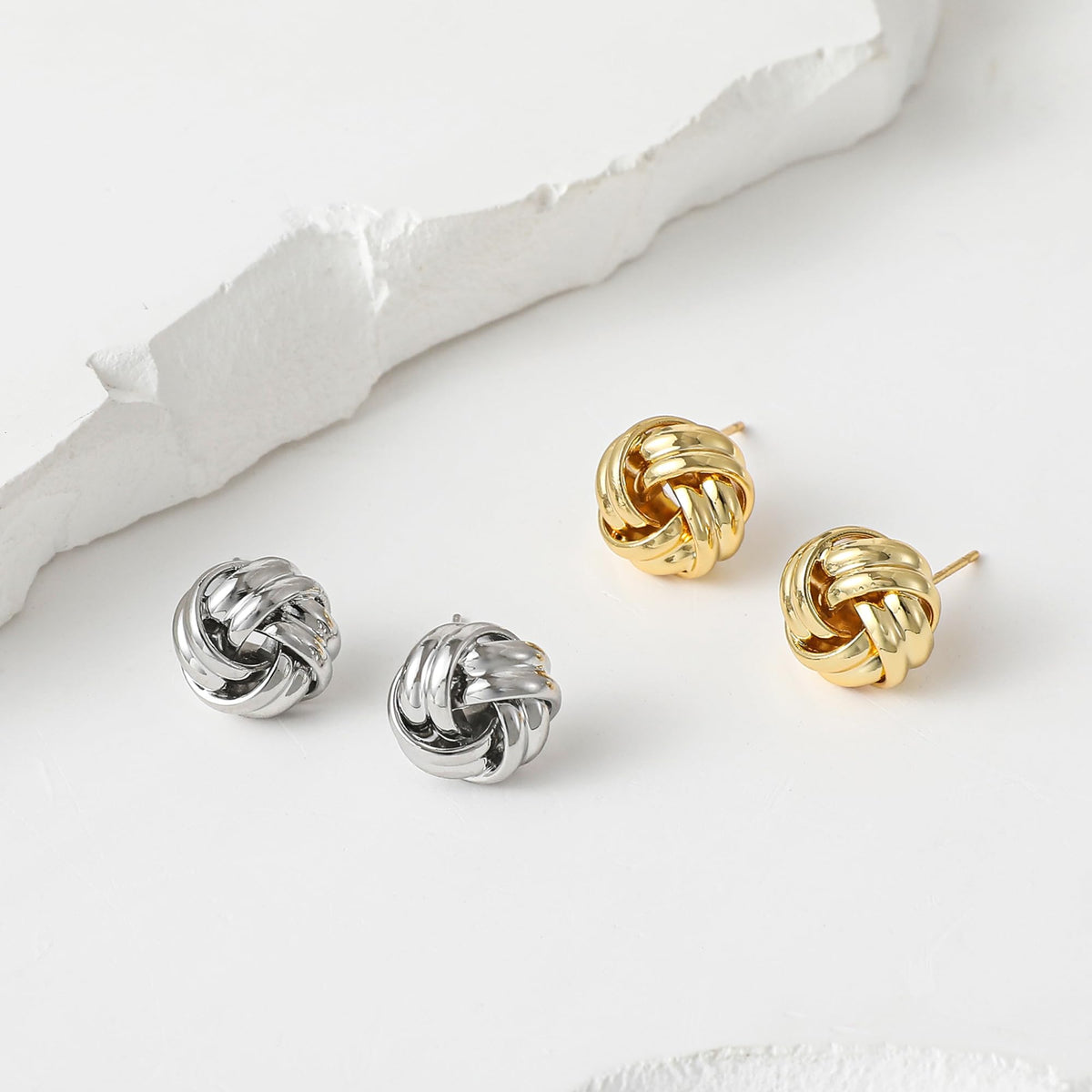 Geometric Gold Knot Statement Earrings The Nichole Collection - Official Site