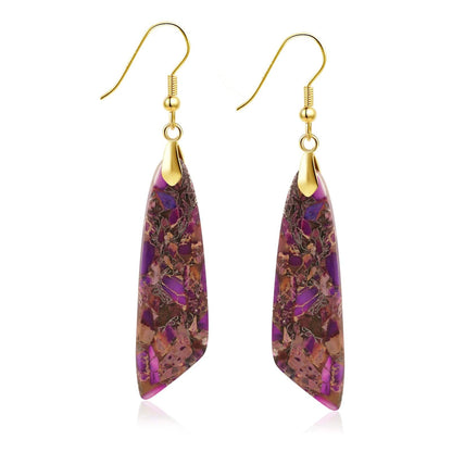 Natural Stone Teardrop Dangle Earrings
