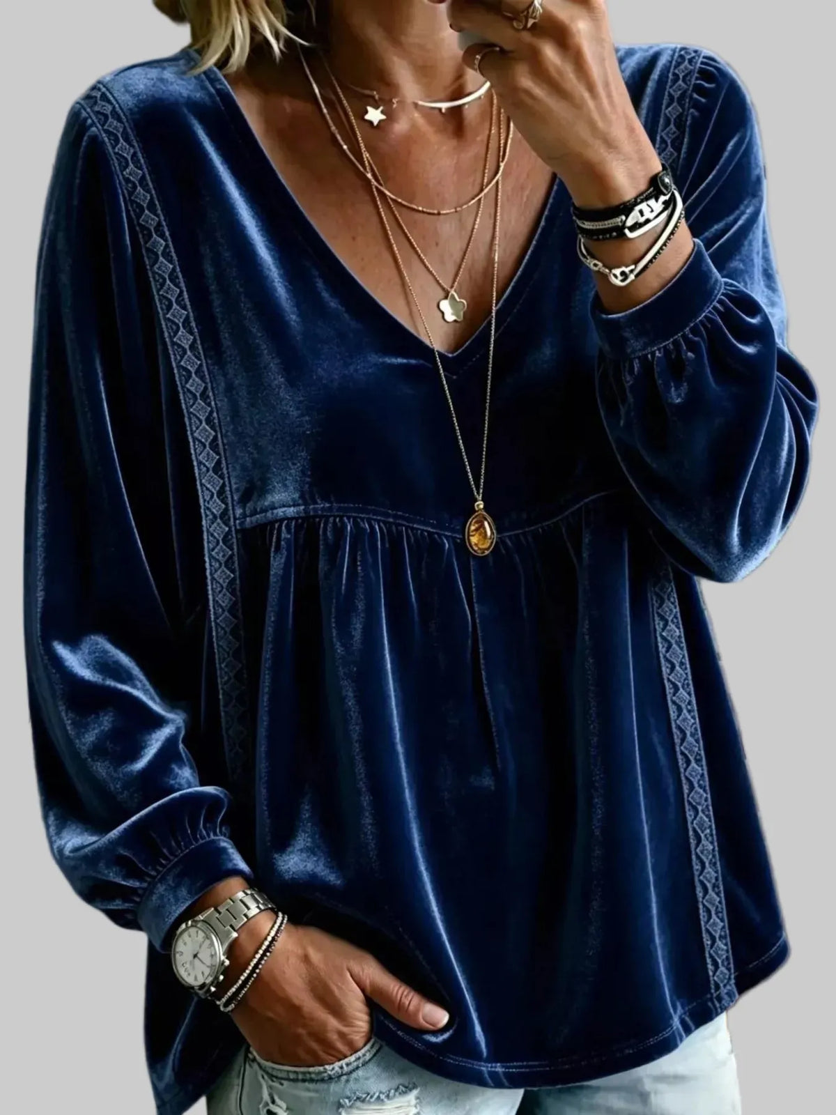 BABYDOLL VELVET LACE BLOUSE The Nichole Collection - Official Site