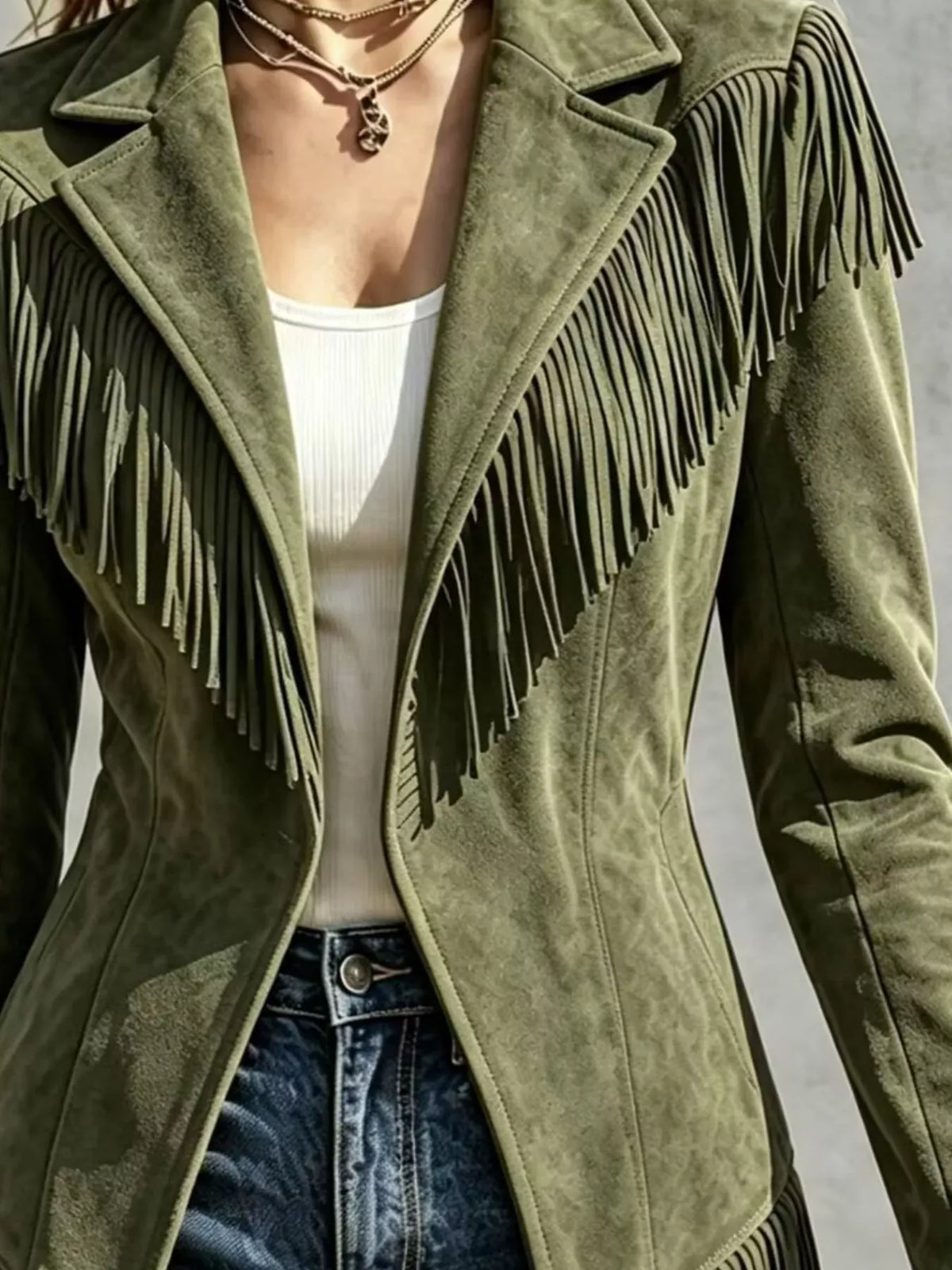 Western Fringe Open-Front Lapel Jacket The Nichole Collection - Official Site