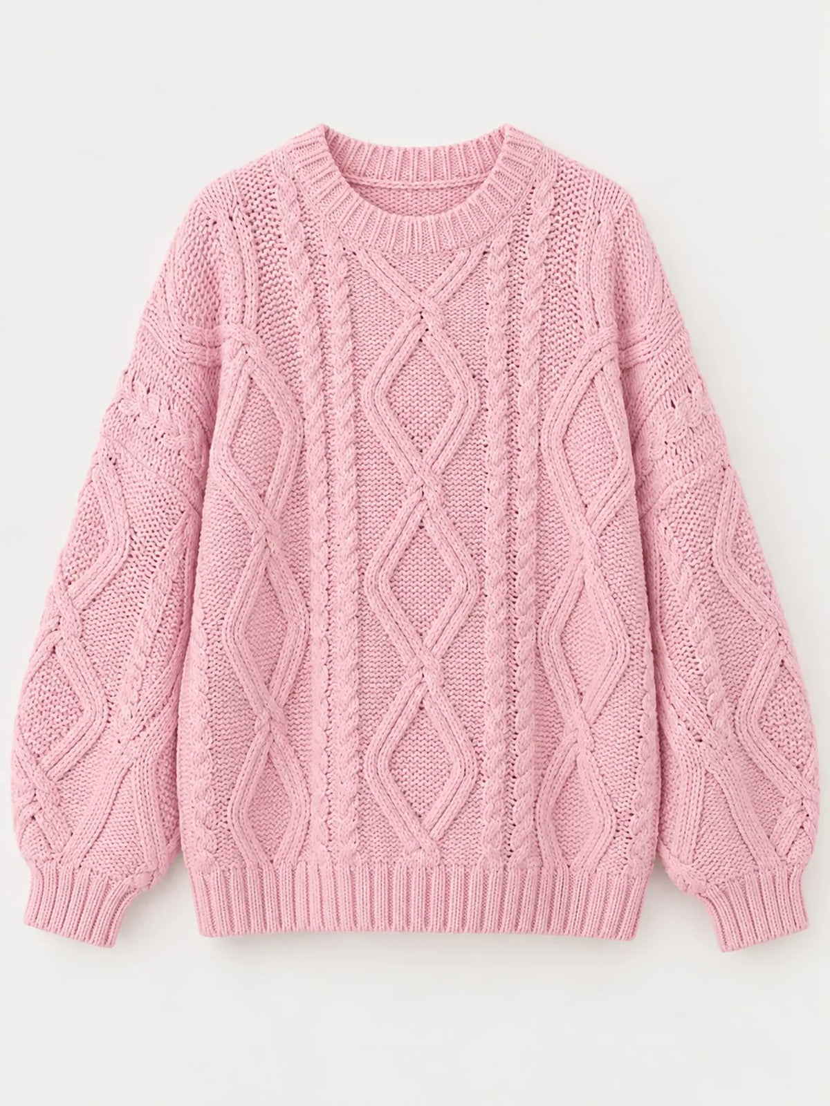 Cable-Knit Round-Neck Sweater The Nichole Collection