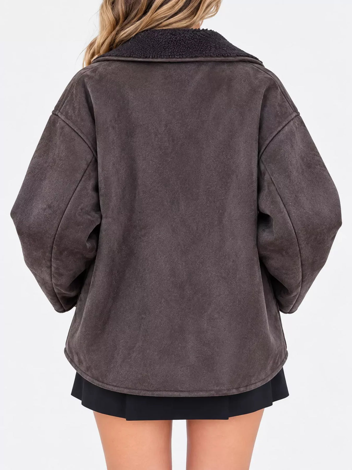 Sherpa-Collar Dropped-Shoulder Jacket The Nichole Collection