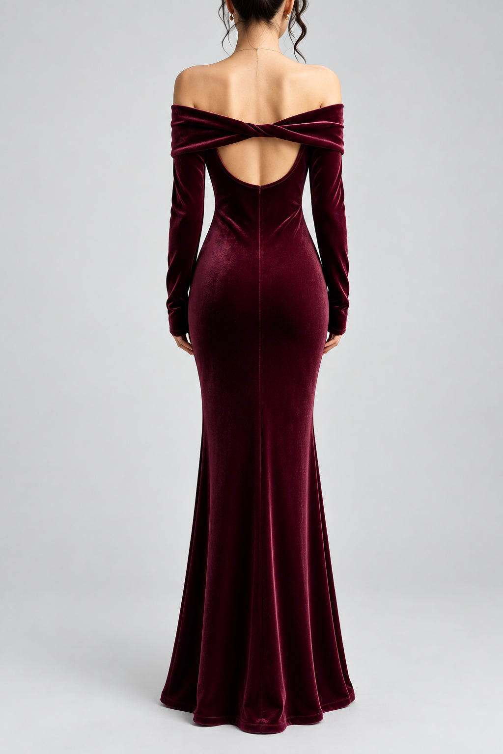 Off-Shoulder Ruched Velvet Mermaid Maxi Dress The Nichole Collection - Official Site