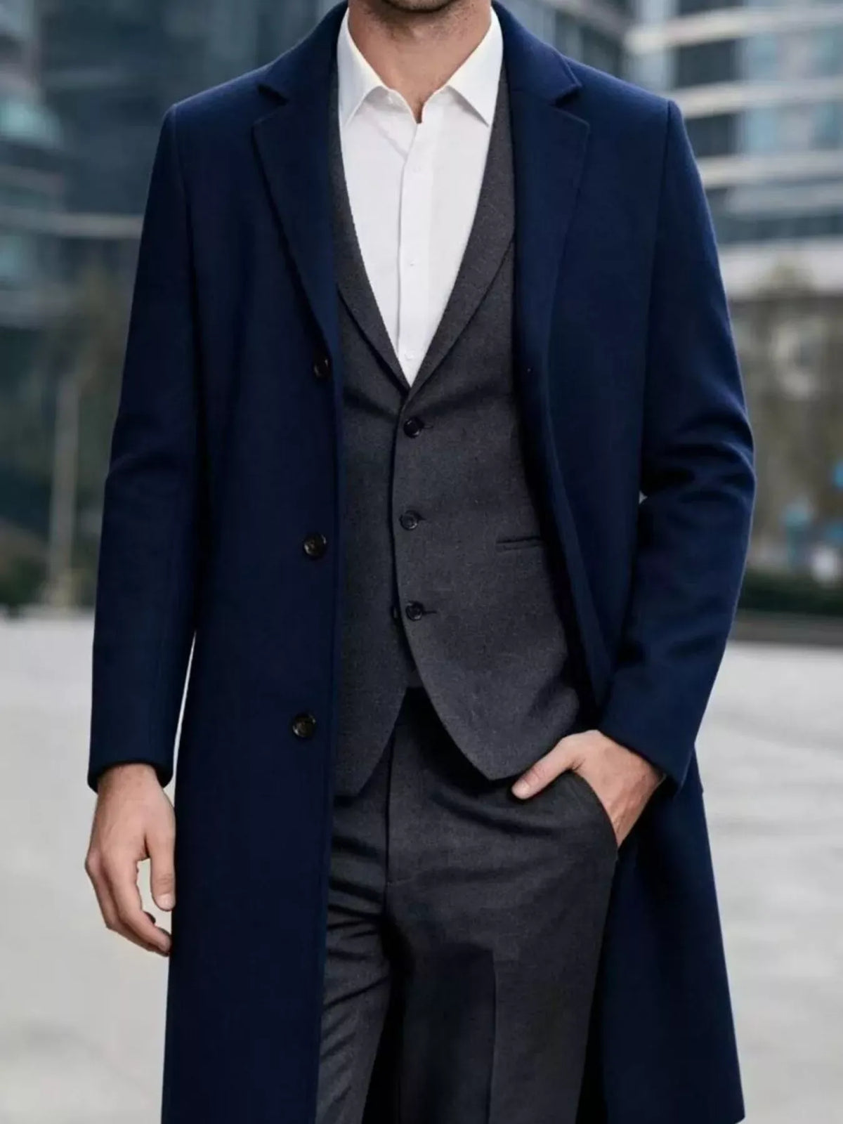 Men's Slim-Fit Lapel-Collar Overcoat Jonathan M Collection