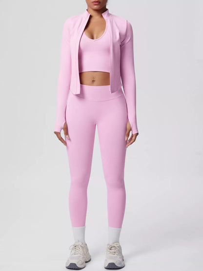 Tank, Zip-Up Jacket and Leggings Active Set The Nichole Collection - Official Site