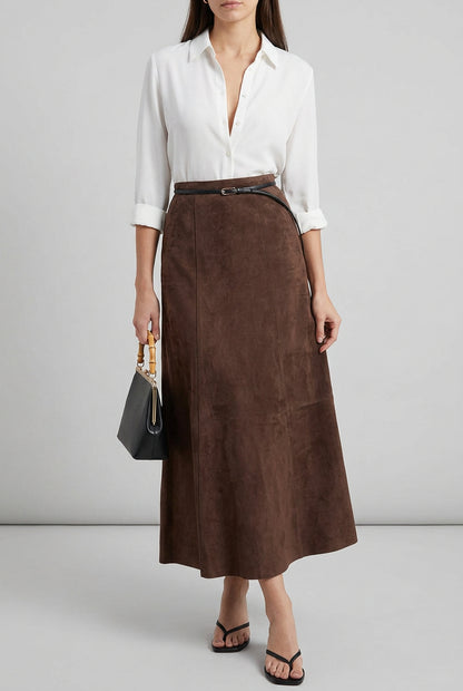 SUEDE-LOOK MIDI SKIRT The Nichole Collection - Official Site