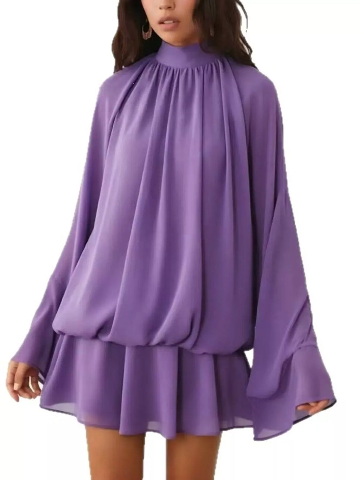 Tie-Back Layered Flare-Sleeve Mini Dress The Nichole Collection - Official Site