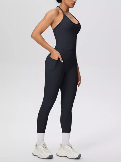 Halter-Neck Cami and High-Waisted Leggings Active Set The Nichole Collection - Official Site
