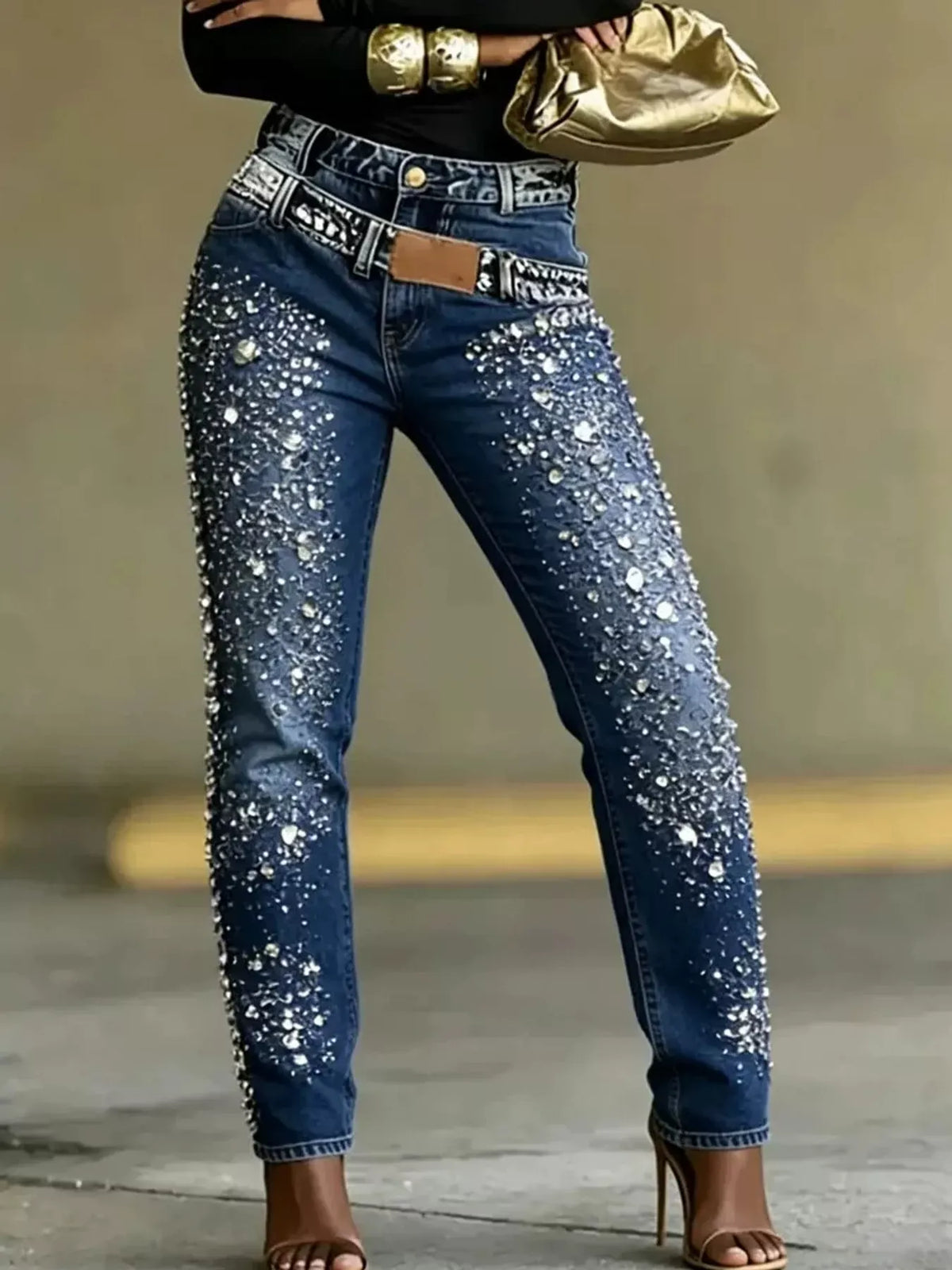 Rhinestone-Embellished Slim-Fit Jeans The Nichole Collection - Official Site