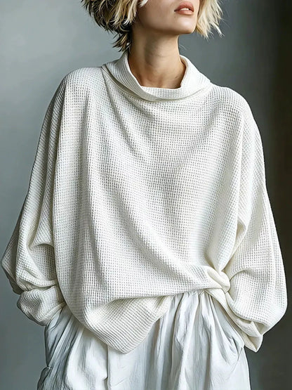 Oversized Waffle-Knit Mock-Neck Top The Nichole Collection - Official Site