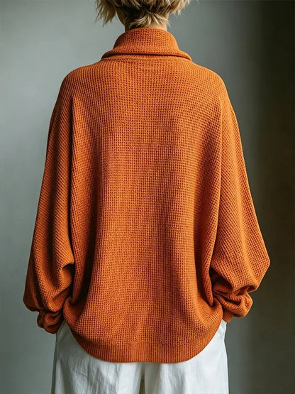 Oversized Waffle-Knit Mock-Neck Top The Nichole Collection - Official Site