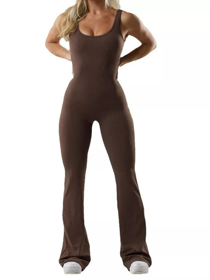 Seamless Scoop-Neck Flared Jumpsuit The Nichole Collection - Official Site