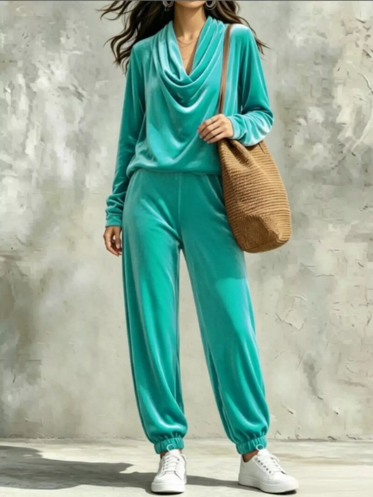 Velvet Cowl-Neck Top & Jogger Pants Set The Nichole Collection - Official Site
