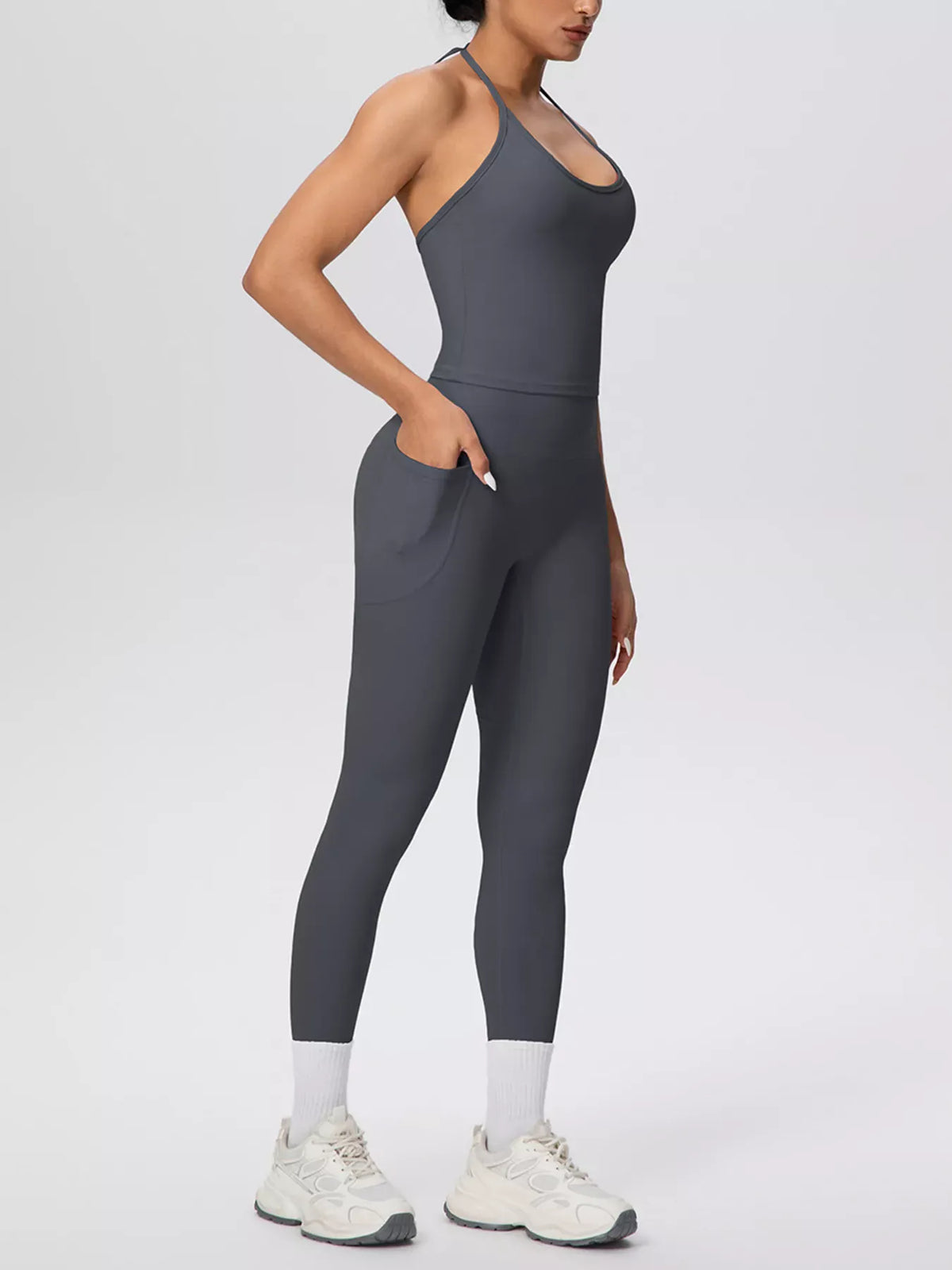 Halter-Neck Cami and High-Waisted Leggings Active Set The Nichole Collection - Official Site