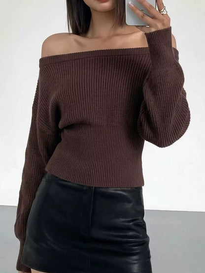 One-Shoulder Ribbed Knit Sweater The Nichole Collection