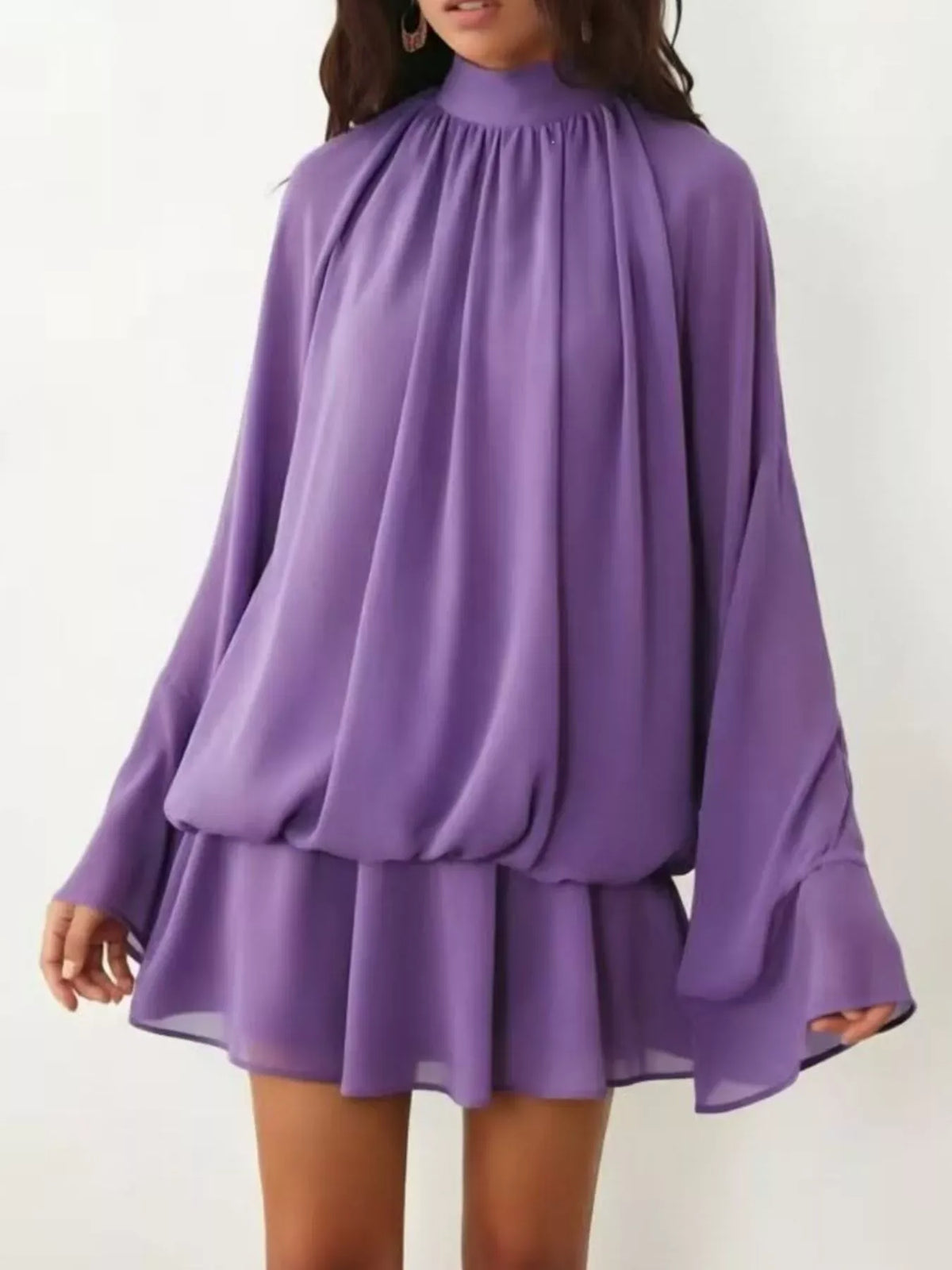 Tie-Back Layered Flare-Sleeve Mini Dress The Nichole Collection - Official Site