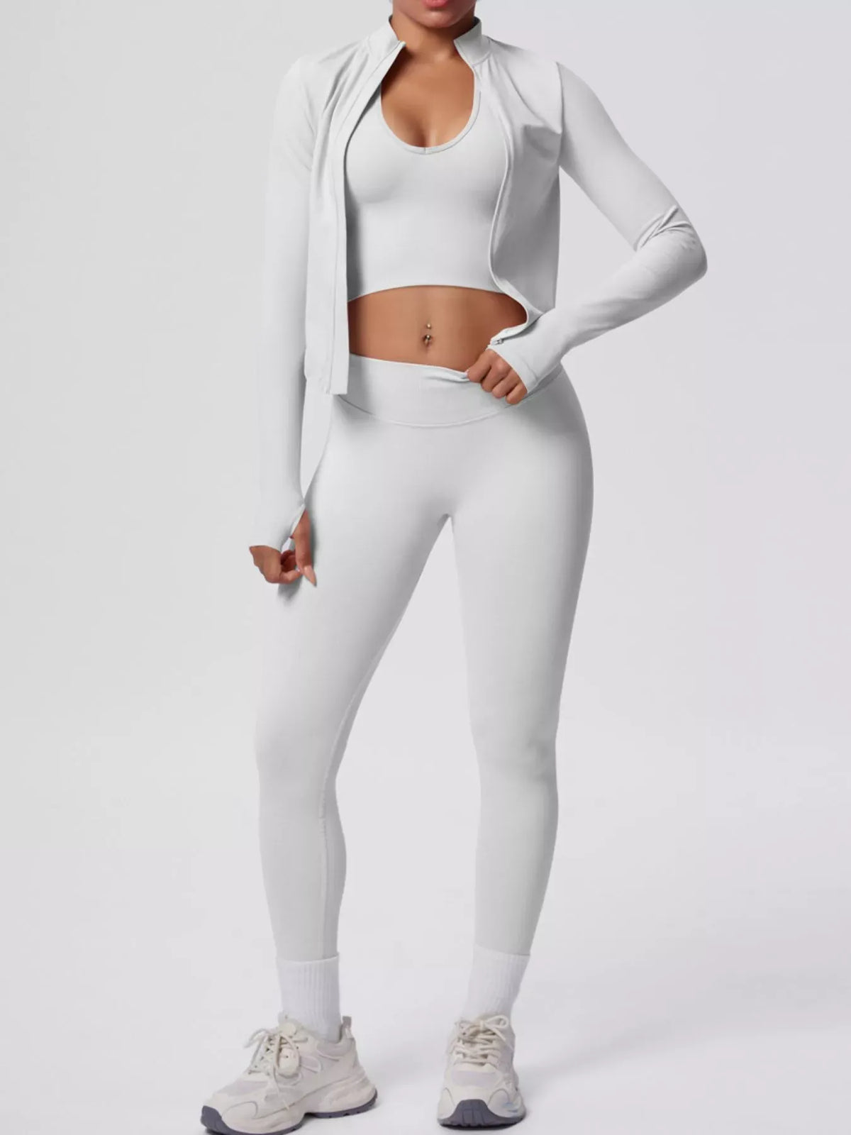 Tank, Zip-Up Jacket and Leggings Active Set The Nichole Collection - Official Site