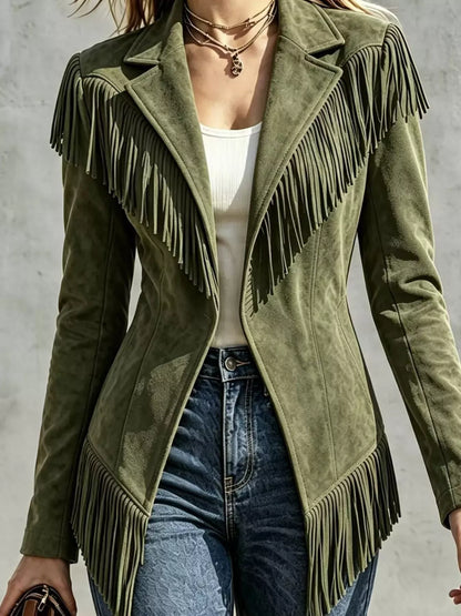 Western Fringe Open-Front Lapel Jacket The Nichole Collection - Official Site