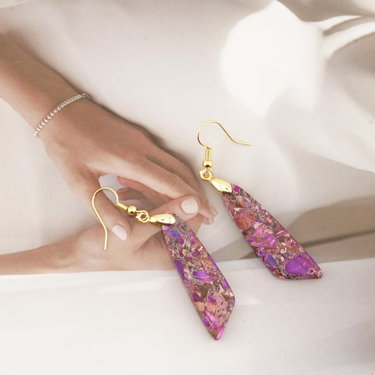 Natural Stone Teardrop Dangle Earrings The Nichole Collection - Official Site