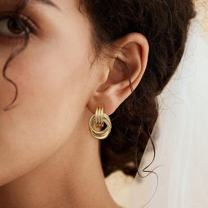 Geometric Gold Knot Statement Earrings The Nichole Collection - Official Site
