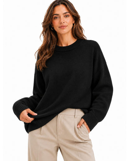 Oversized Cashmere-Blend Crewneck Sweater The Nichole Collection