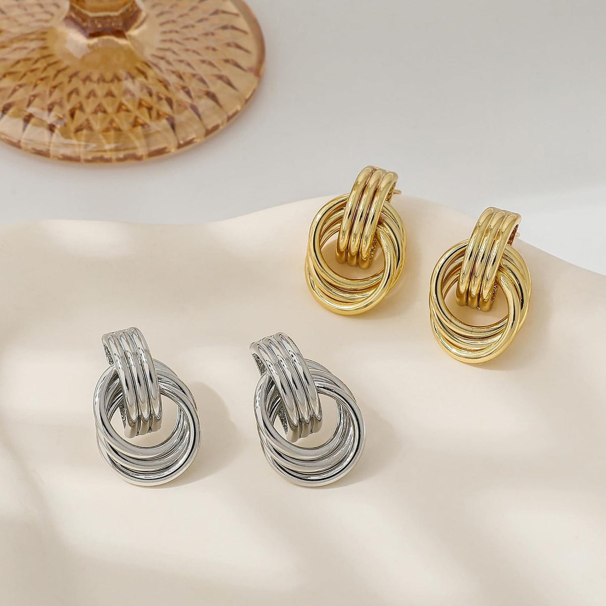 Geometric Gold Knot Statement Earrings The Nichole Collection - Official Site