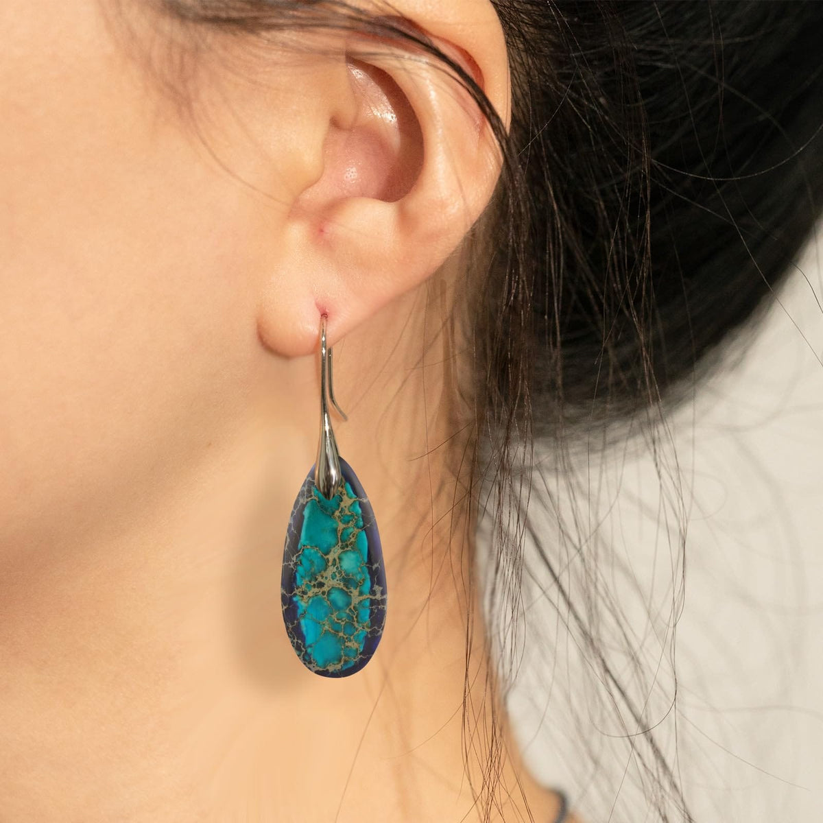 Natural Stone Teardrop Dangle Earrings The Nichole Collection - Official Site