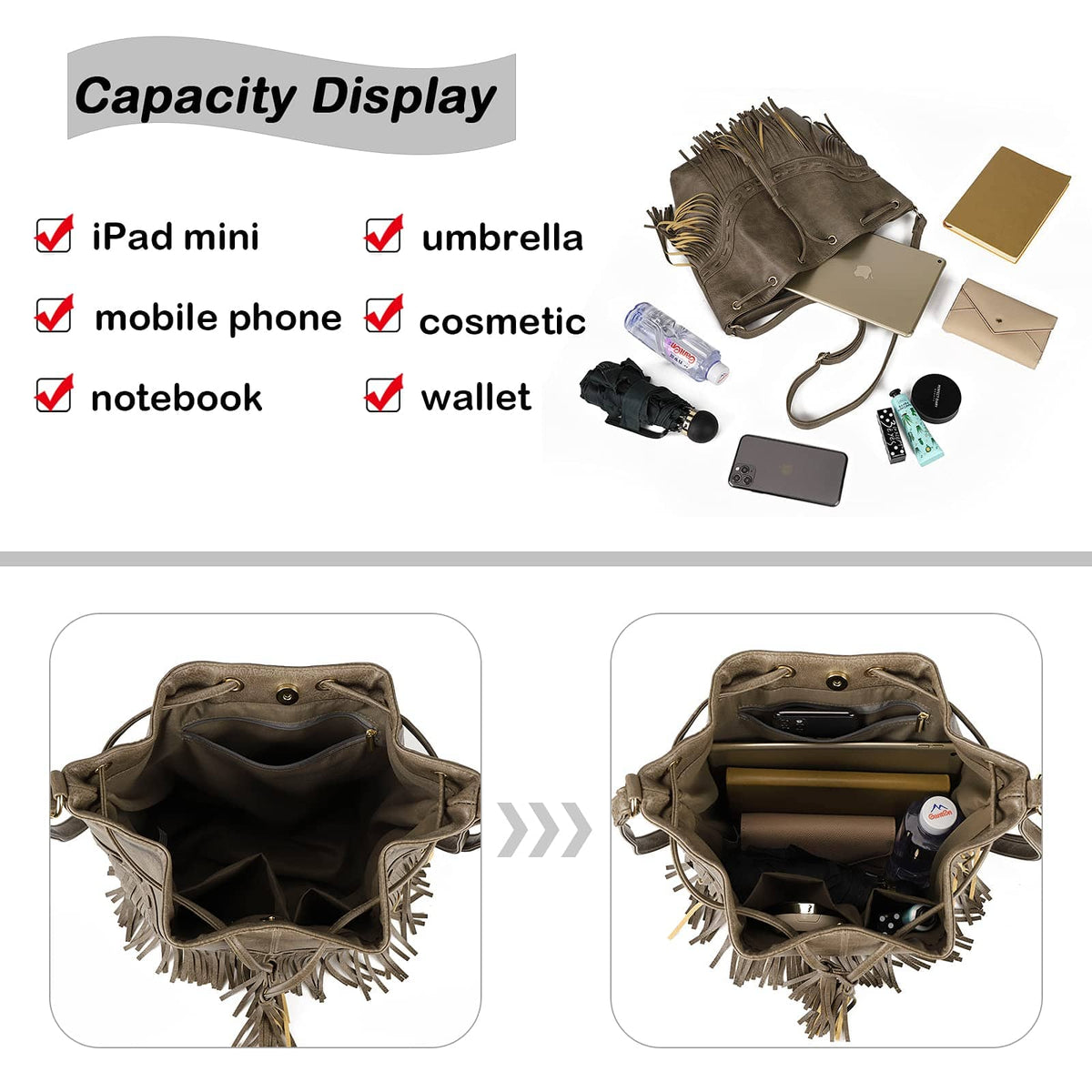 PARISIAN FRINGE BUCKET BAG The Nichole Collection